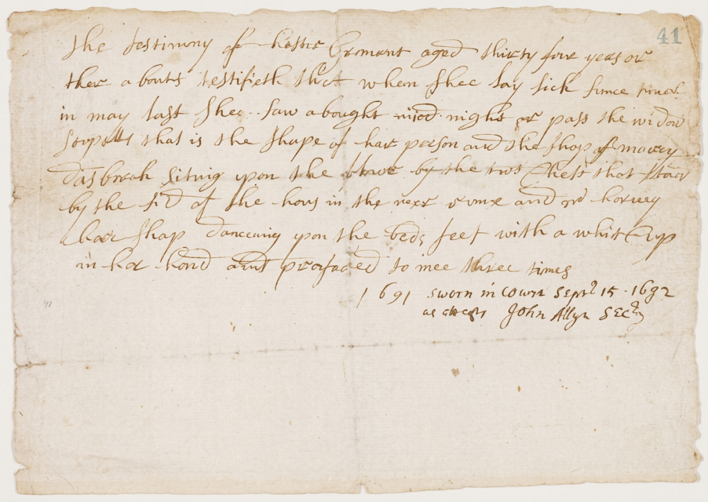 Testimony of Hester Gromens (Grumman) against Mercy Disbrough